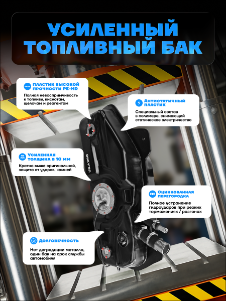 Топливный бак Фиат Альбеа (круглый фланец) усиленный пластик (bolt-on)